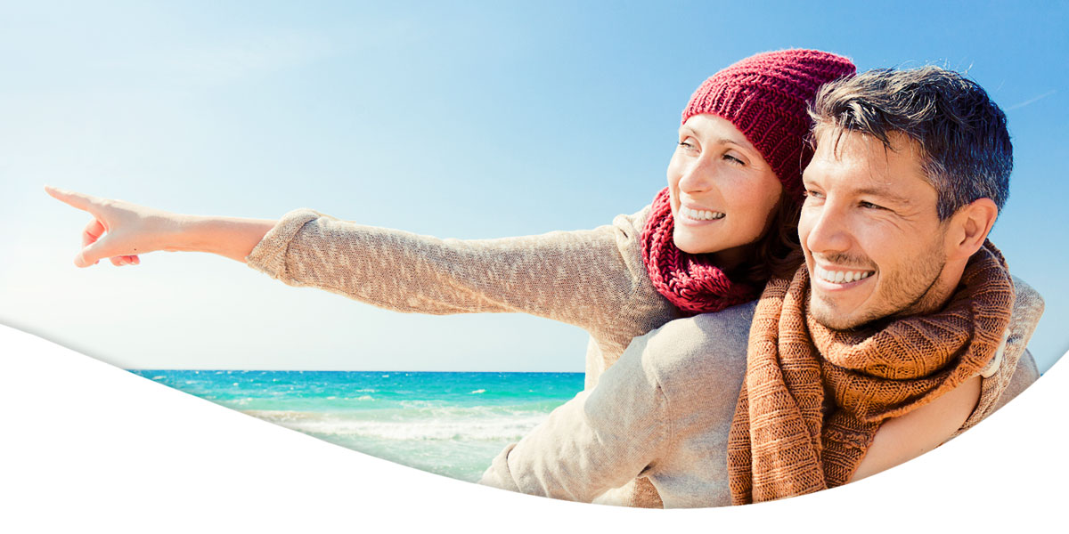 Danbar for Life banner picture showcasing healthy couple on the beach