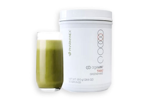 soy-free shake, using vegetarian proteins. It also includes the following greens: wheat grass, alfalfa, spirulina, chlorella, beetroot, spinach, and barley grass